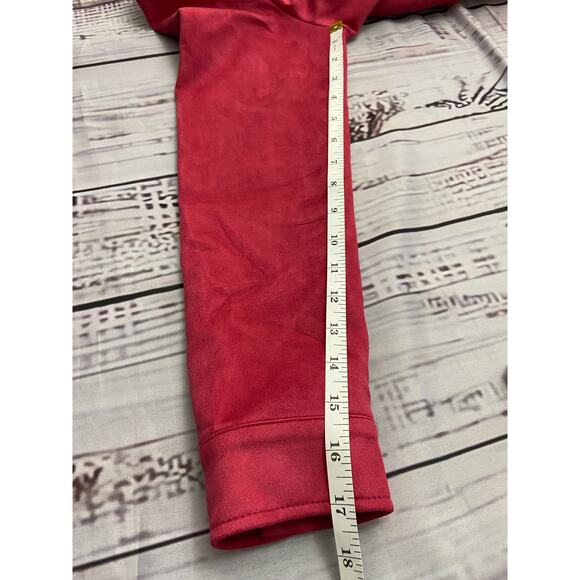 Chicos 0 Faux Suede Jacket Womens S Long Sleeve Collared Front Pockets Magenta - Picture 9 of 12
